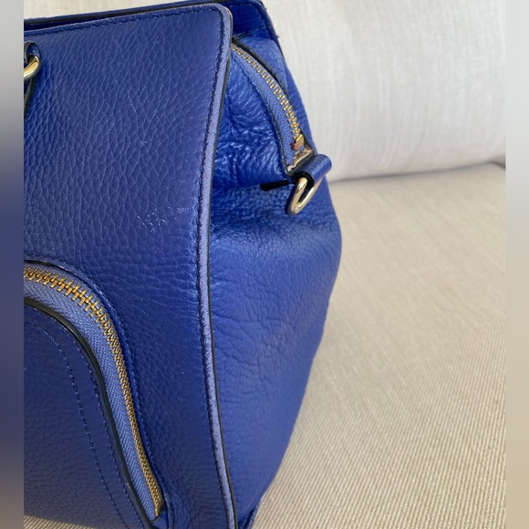 GENTLY LOVED Kate Spade blue pebble grain leather satchel with shoulder strap - Picture 7 of 12